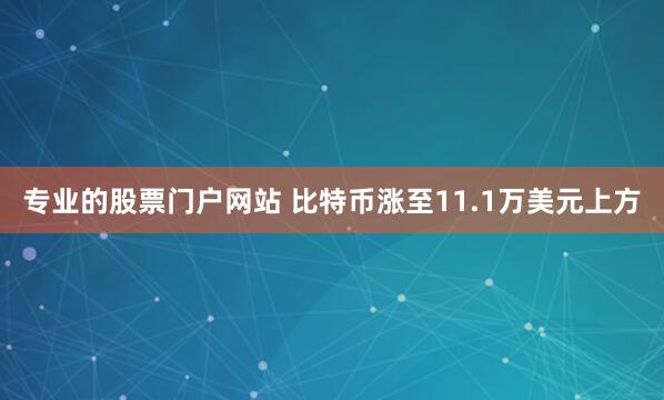 专业的股票门户网站 比特币涨至11.1万美元上方