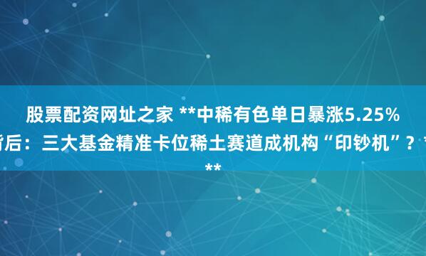 股票配资网址之家 **中稀有色单日暴涨5.25%背后：三大基金精准卡位稀土赛道成机构“印钞机”？**